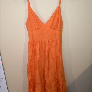 Vibrant Orange Midi Dress